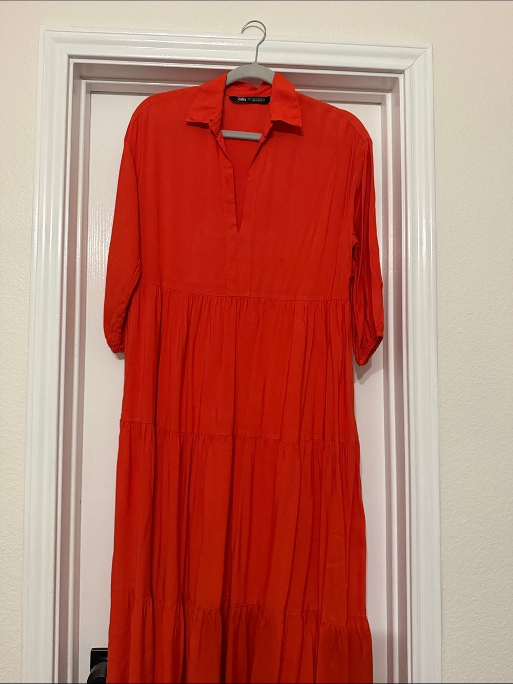 Zara Vibrant Red Tiered Collared Tunic